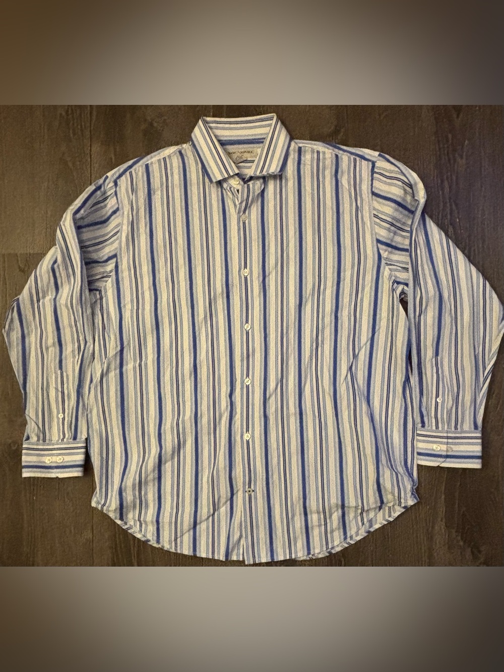 Banana Republic Blue and White Vertical Stripe Button-Down Shirt